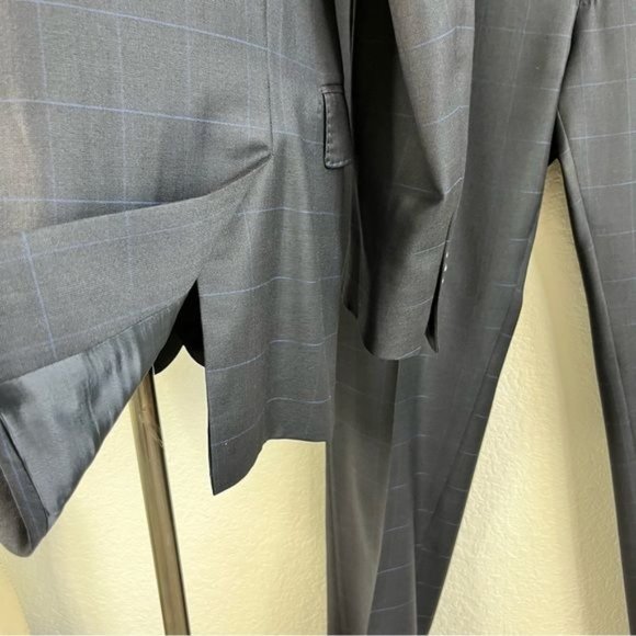 YSL Yves Saint Laurent Windowpane Wool 120s 3 Button Gridded Suit - Picture 12 of 13